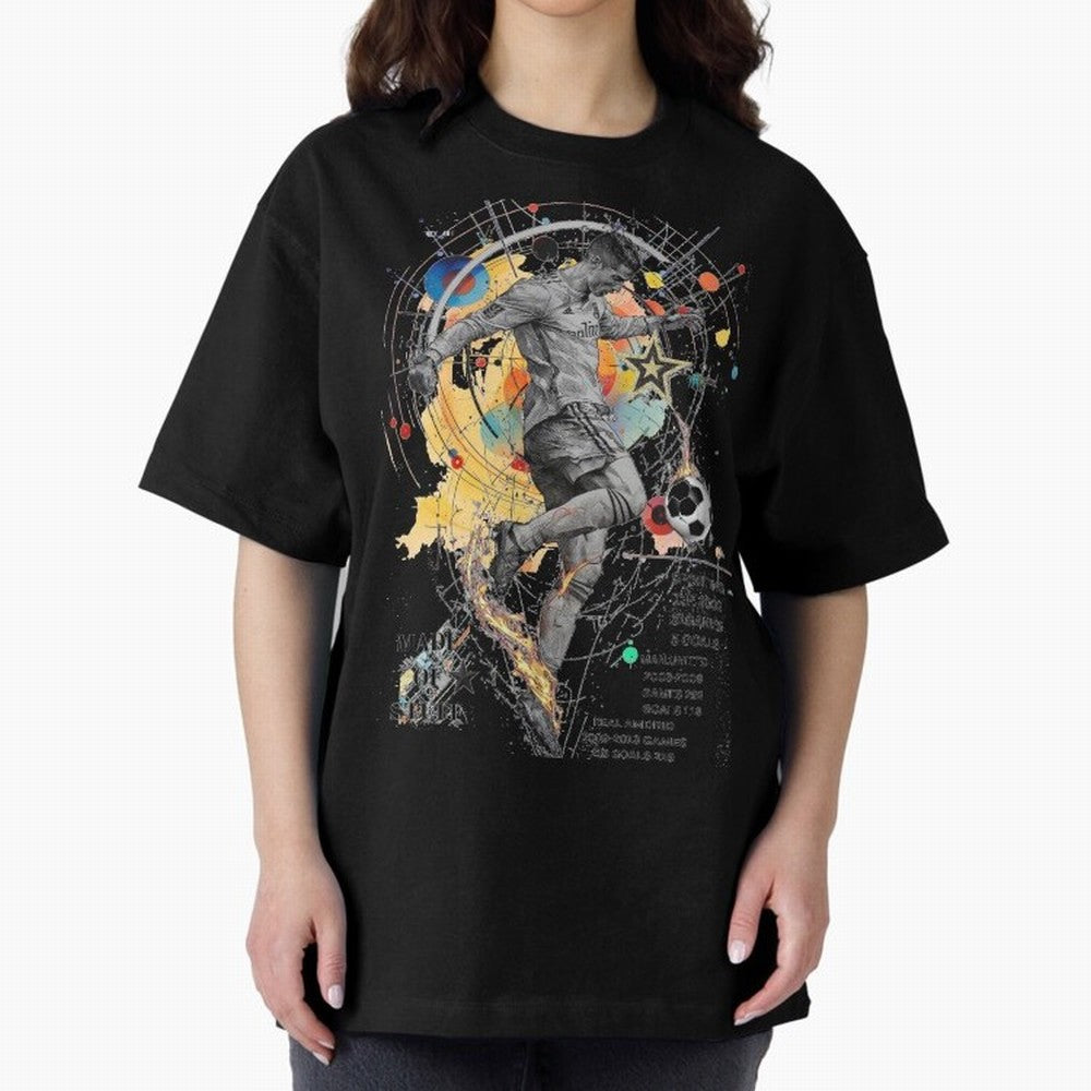 Cristiano Ronaldo Football Playmaker Oversized T-Shirt Live for the Drama of Global Football Passion for FIFA World Cup 2026, Driven by Mbappe and Neymar, Spain and Netherlands, Classic Soccer Heritage, Championship Pressure, Fan Loyalty and