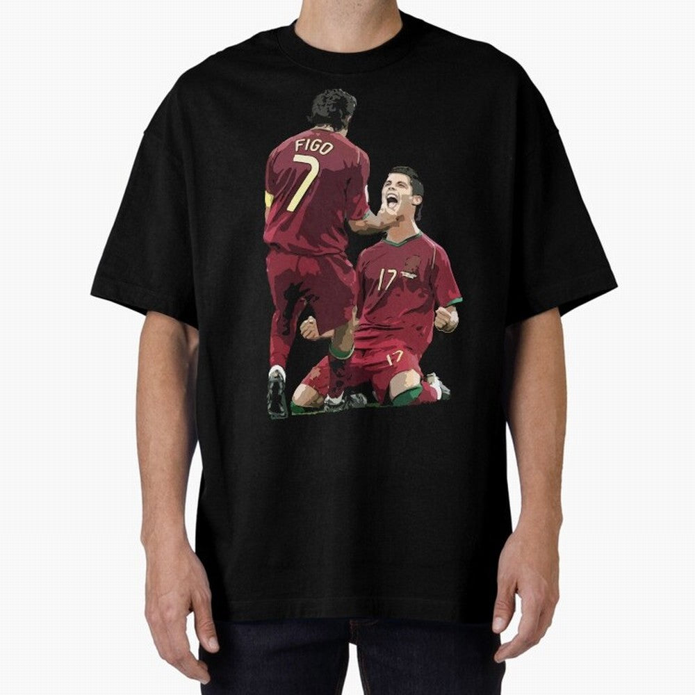 Luis Figo & Cristiano Ronaldo Oversized T-Shirt Build FIFA World Cup 2026 Connected to Cristiano Ronaldo, England, France and Netherlands Energy, Supporter Pride, Iconic Celebrations, Legendary Names and Global Match Day Energy; Built for