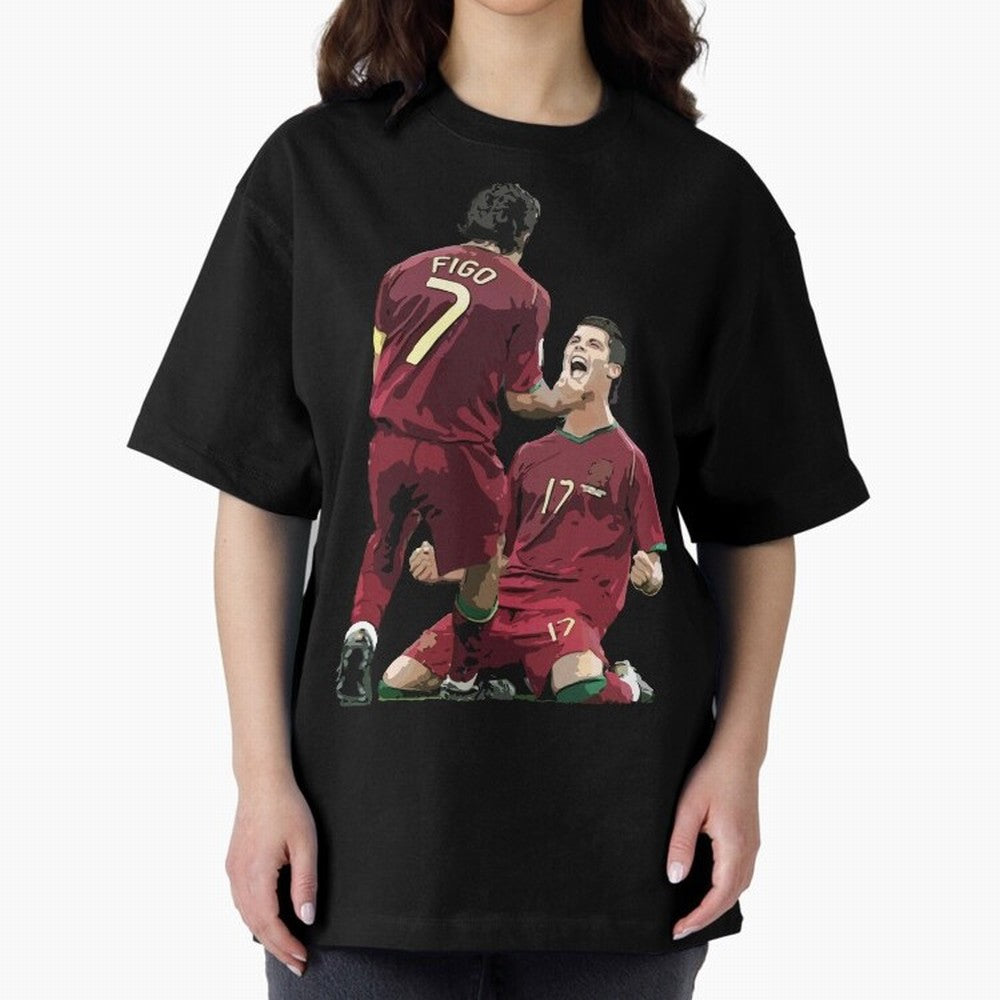 Luis Figo & Cristiano Ronaldo Oversized T-Shirt Build FIFA World Cup 2026 Connected to Cristiano Ronaldo, England, France and Netherlands Energy, Supporter Pride, Iconic Celebrations, Legendary Names and Global Match Day Energy; Built for