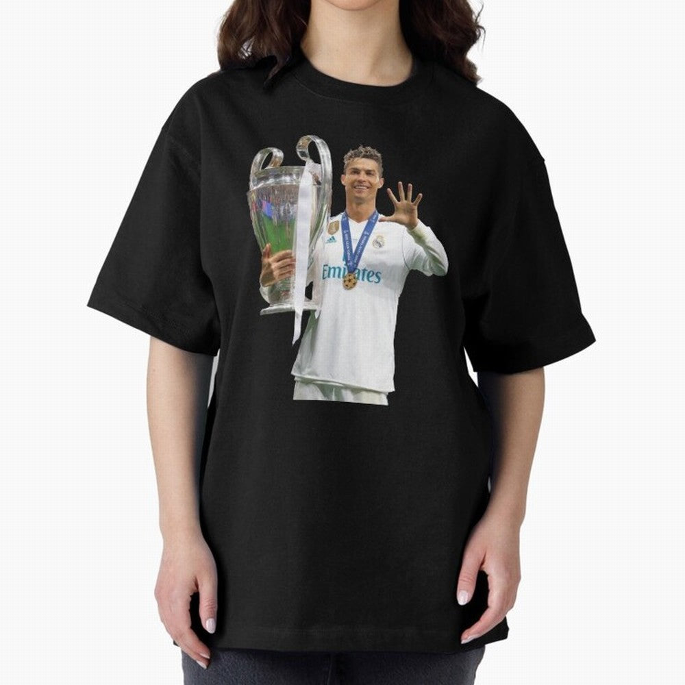 Cristiano Ronaldo with the cup Oversized T-Shirt Bring Home the FIFA World Cup 2026 USA Canada Mexico Journey through Messi, CR7 and Mbappe Highlights, France Pride, Football History, Final Match Energy, Crowd Noise and Once in a Lifetime Moments;