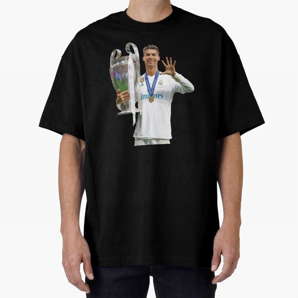 Cristiano Ronaldo with the cup Oversized T-Shirt Bring Home the FIFA World Cup 2026 USA Canada Mexico Journey through Messi, CR7 and Mbappe Highlights, France Pride, Football History, Final Match Energy, Crowd Noise and Once in a Lifetime Moments;