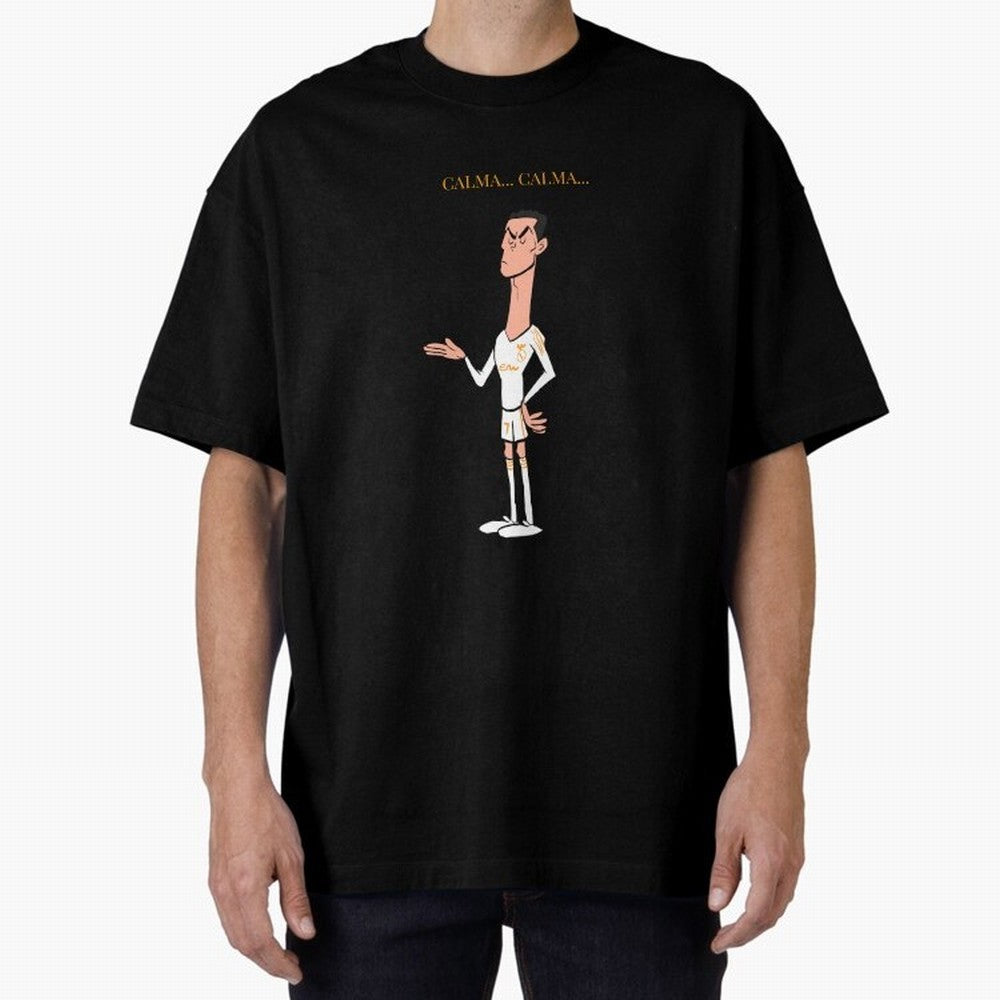 Cristiano Ronaldo ¨C Calma Calma Shirt Celebration (Cartoon) Oversized T-Shirt Feel the Roar of Global Football Passion for FIFA World Cup 2026 USA Canada Mexico, Centered on Cristiano Ronaldo, Haaland and CR7, France and Portugal, Stadium