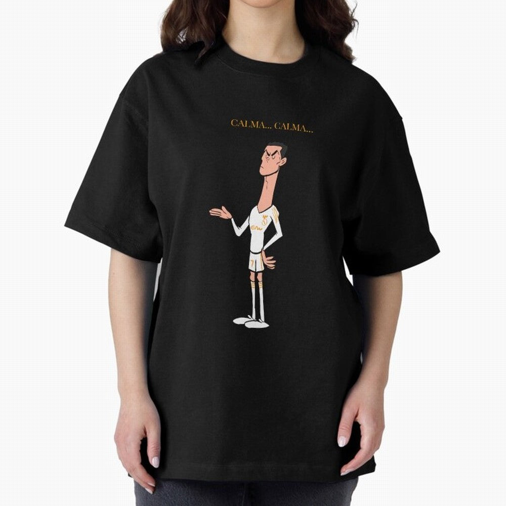 Cristiano Ronaldo ¨C Calma Calma Shirt Celebration (Cartoon) Oversized T-Shirt Feel the Roar of Global Football Passion for FIFA World Cup 2026 USA Canada Mexico, Centered on Cristiano Ronaldo, Haaland and CR7, France and Portugal, Stadium