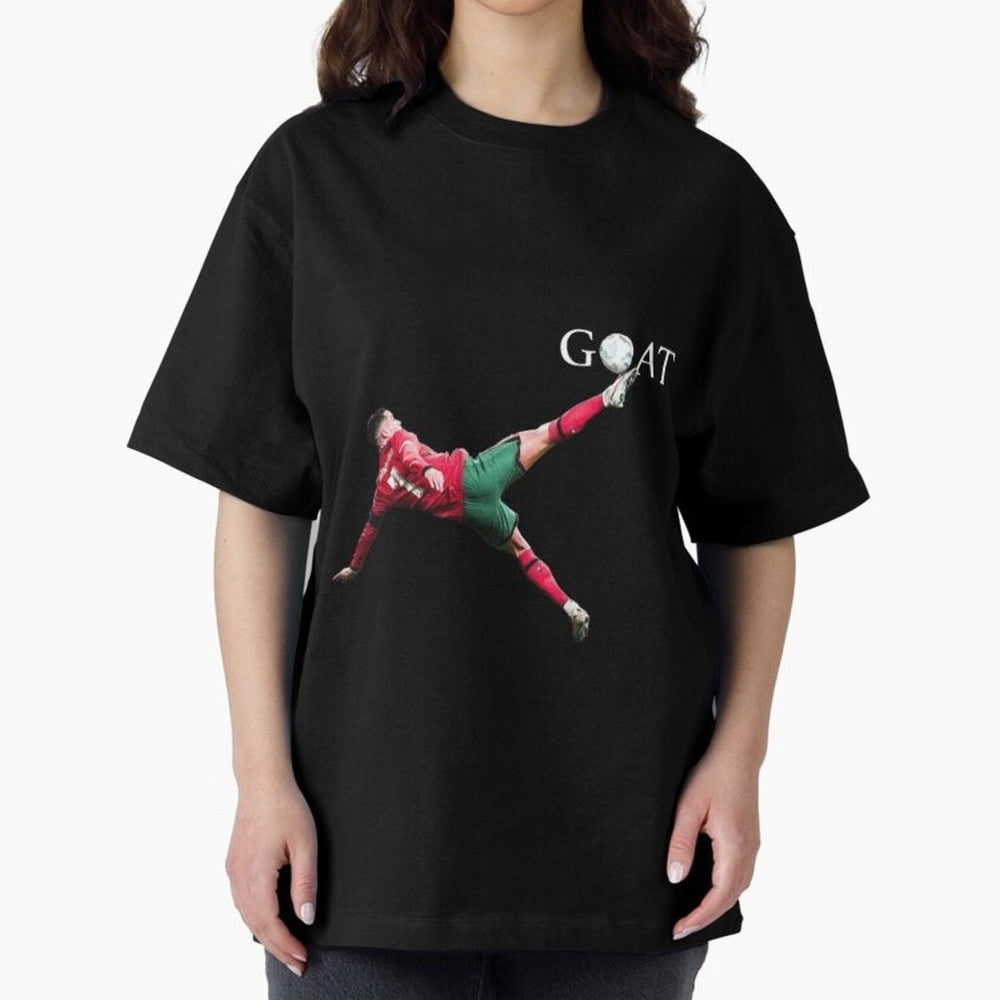 GOAT in Motion: Ronaldo's Iconic Bicycle Kick Oversized T-Shirt Make Your Look Match the FIFA World Cup 2026 USA Canada Mexico Journey through Messi and Cristiano Ronaldo Highlights, England and Germany Pride, Championship Spirit, Famous Goals,