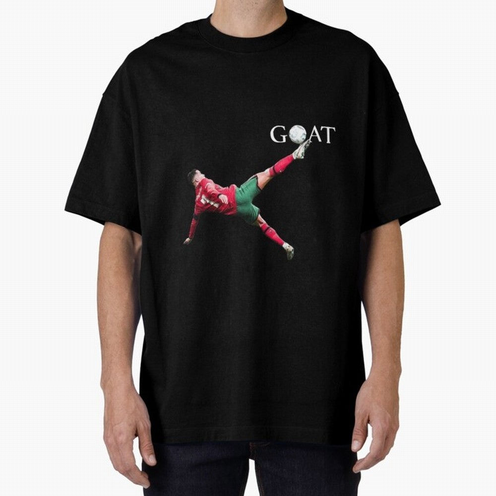 GOAT in Motion: Ronaldo's Iconic Bicycle Kick Oversized T-Shirt Make Your Look Match the FIFA World Cup 2026 USA Canada Mexico Journey through Messi and Cristiano Ronaldo Highlights, England and Germany Pride, Championship Spirit, Famous Goals,