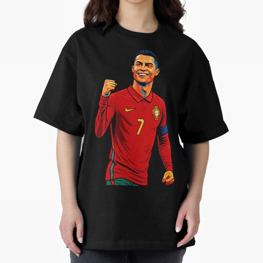 Cristiano Ronaldo Goal Pop Art Oversized T-Shirt Discover Match Day Hype around FIFA World Cup 2026 USA Canada Mexico, Mbappe, Netherlands, Fan Favorite Moments, National Team Passion, Big Match Drama and Soccer History; Ideal for Passionate Fans