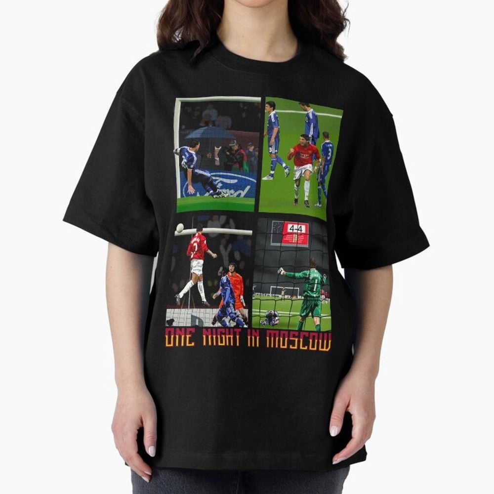 One Night in Moscow ¨C Manchester United 2008 Champions League Glory Artwork Oversized T-Shirt Represent FIFA World Cup 2026 USA Canada Mexico for Fans of Haaland and England and Germany, Bringing Football History, Final Match Energy, Crowd Noise