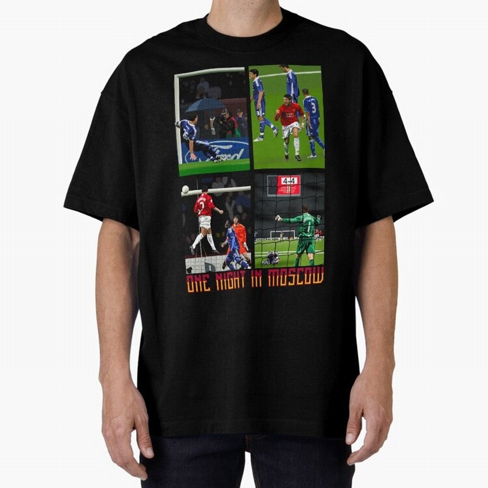 One Night in Moscow ¨C Manchester United 2008 Champions League Glory Artwork Oversized T-Shirt Represent FIFA World Cup 2026 USA Canada Mexico for Fans of Haaland and England and Germany, Bringing Football History, Final Match Energy, Crowd Noise