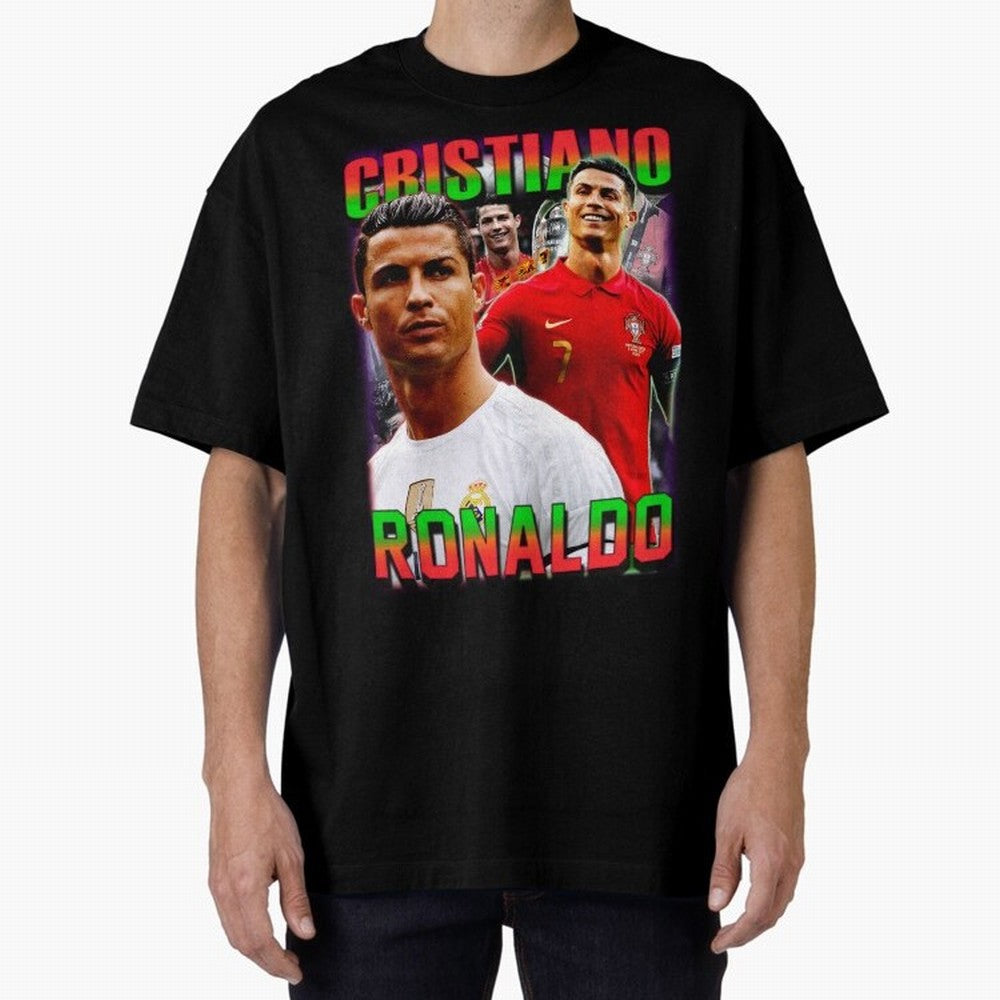 Cristiano Ronaldo Graphic Oversized T-Shirt Follow Every Goal of Match Day Hype around FIFA World Cup 2026 USA Canada Mexico, CR7, Spain and Netherlands, Goal Celebration Energy, Supporter Heritage, Football Icons and Worldwide Tournament Joy;