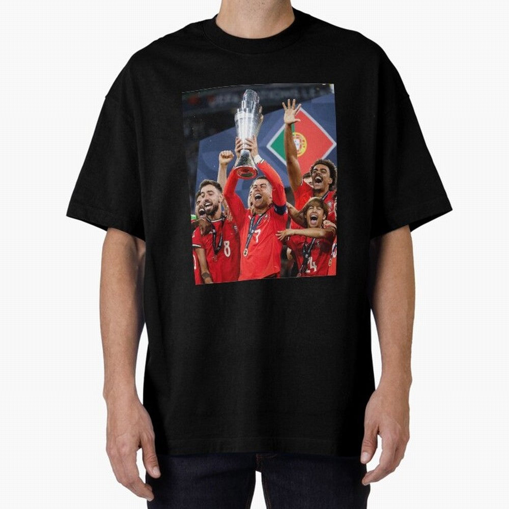 Portugal Football Team | 2025 Champions | Illustration Drawing Oversized T-Shirt Experience the Global Stage of FIFA World Cup 2026 Spirit, Inspired by Netherlands, Messi, Tournament Hype, Historic Matchups, Family Viewing Parties and Global Sports