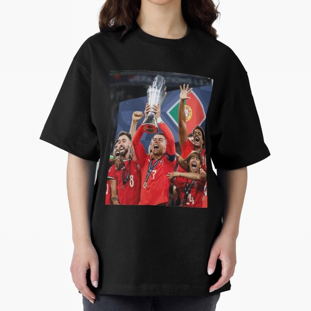Portugal Football Team | 2025 Champions | Illustration Drawing Oversized T-Shirt Experience the Global Stage of FIFA World Cup 2026 Spirit, Inspired by Netherlands, Messi, Tournament Hype, Historic Matchups, Family Viewing Parties and Global Sports