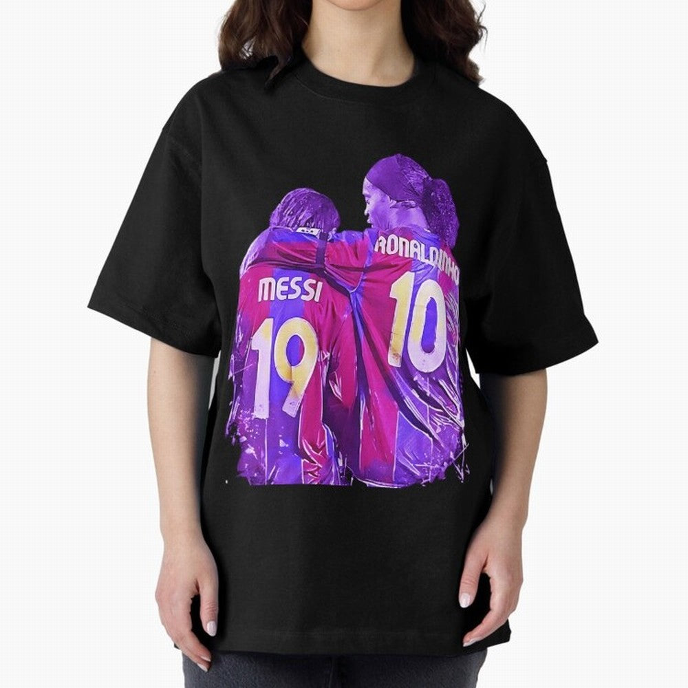 ronaldinho and messi - goat Oversized T-Shirt Follow Every Goal of the FIFA World Cup 2026 Journey through Messi and Cristiano Ronaldo Highlights, England and Germany Pride, Champion Mindset, Group Stage Buzz, Knockout Tension and Passionate Fan