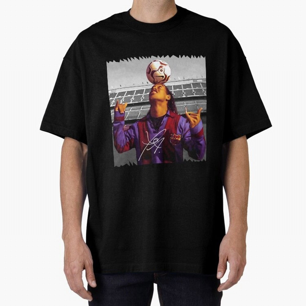 Ronaldinho - vintage Oversized T-Shirt Show Match Day Excitement for the FIFA World Cup 2026 Group Stage Journey through Messi, Neymar and Mbappe Highlights, Spain and Netherlands Pride, Fan Favorite Moments, National Team Passion, Big Match Drama