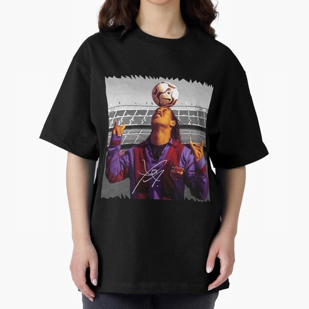 Ronaldinho - vintage Oversized T-Shirt Show Match Day Excitement for the FIFA World Cup 2026 Group Stage Journey through Messi, Neymar and Mbappe Highlights, Spain and Netherlands Pride, Fan Favorite Moments, National Team Passion, Big Match Drama