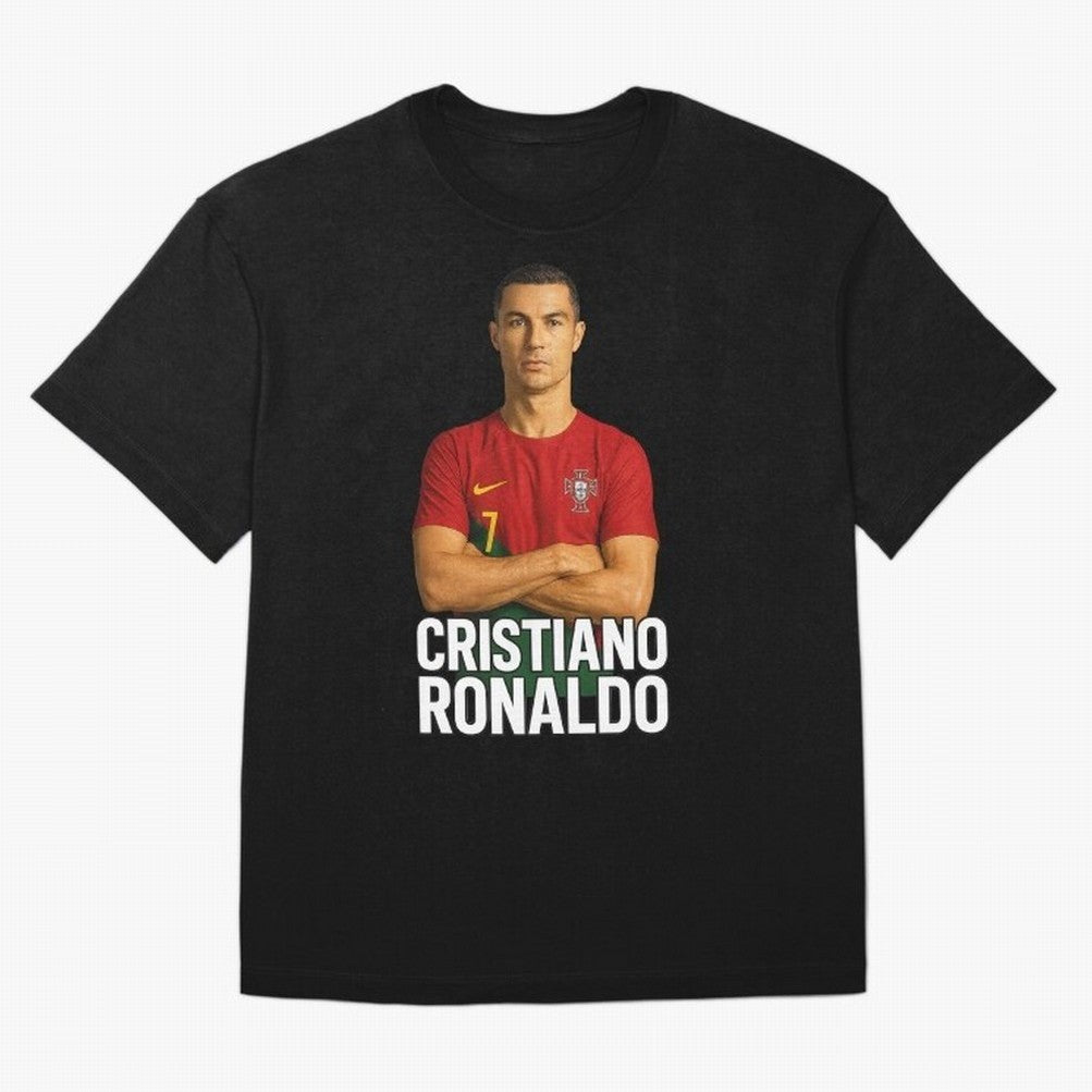 Cristiano Ronaldo Oversized T-Shirt Stand with Global Football Passion for FIFA World Cup 2026 Group Stage, Celebrating Cristiano Ronaldo, Portugal, Championship Spirit, Famous Goals, Roaring Crowds and International Football Unity; Perfect for