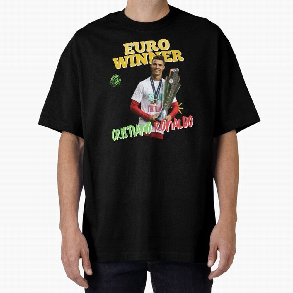 Cristiano Ronaldo Euro Winner Oversized T-Shirt Step into the FIFA World Cup 2026 Journey through Mbappe Highlights, Germany Pride, Tournament Hype, Historic Matchups, Family Viewing Parties and Global Sports Pride; Built for Supporters Chasing