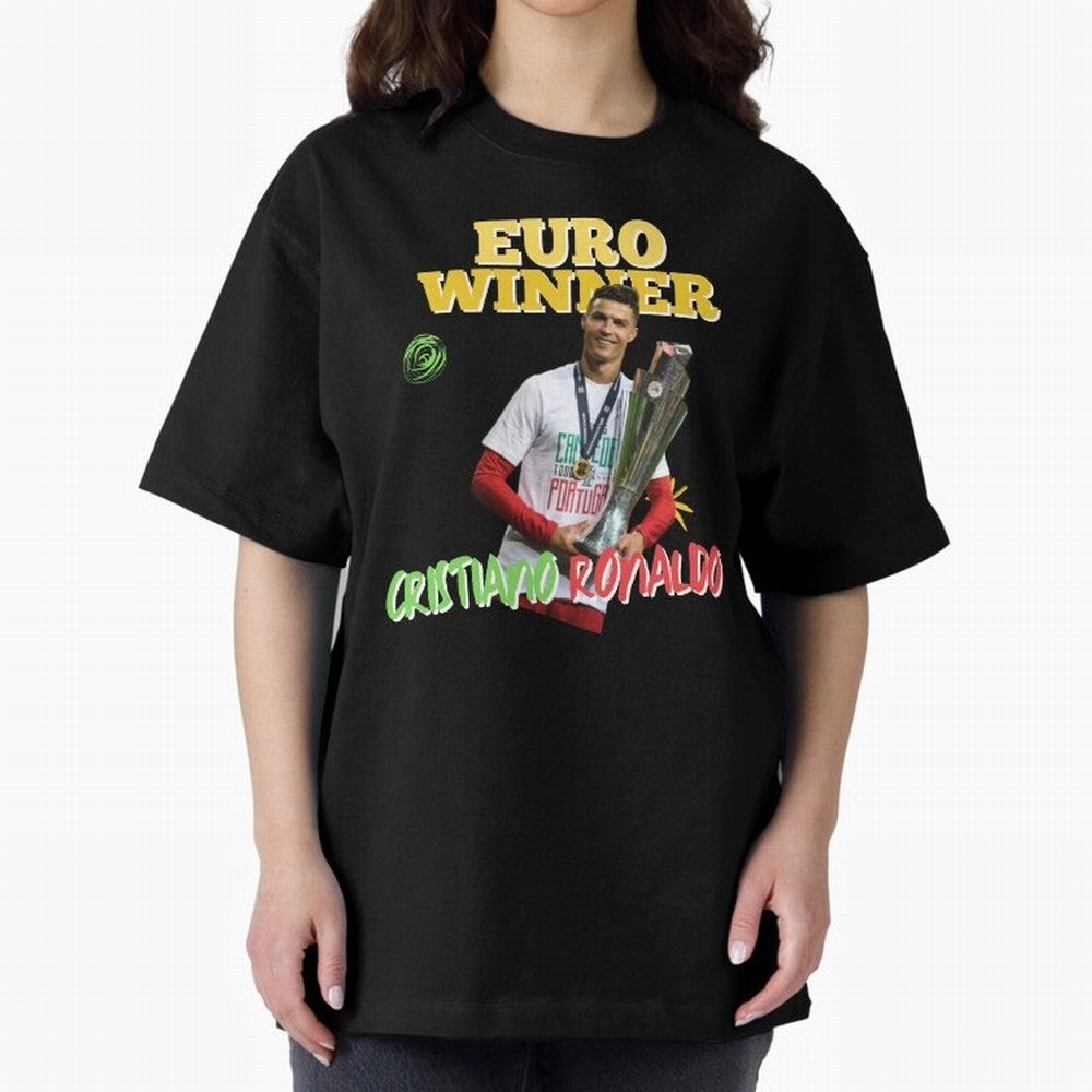 Cristiano Ronaldo Euro Winner Oversized T-Shirt Step into the FIFA World Cup 2026 Journey through Mbappe Highlights, Germany Pride, Tournament Hype, Historic Matchups, Family Viewing Parties and Global Sports Pride; Built for Supporters Chasing