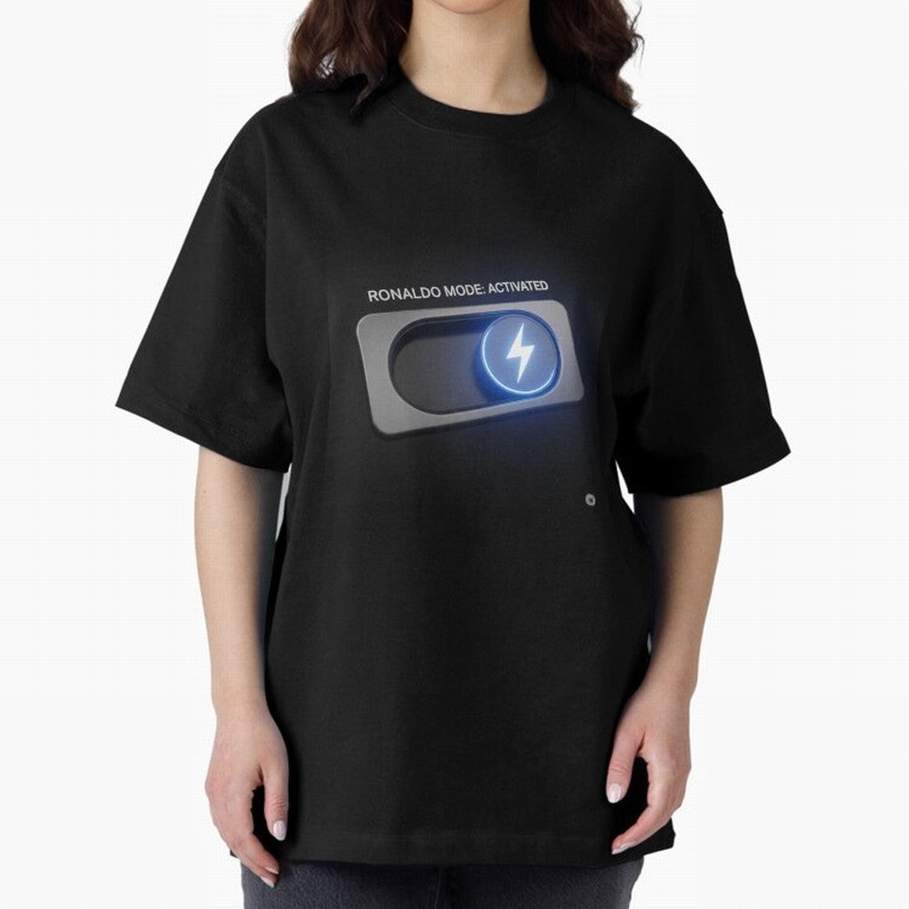 Ronaldo Mode: Activated ¨C Power Switch Football Art Oversized T-Shirt Honor Champions and Dreams in FIFA World Cup 2026 Group Stage Connected to Mbappe and Neymar, Brazil, Portugal and Argentina Energy, Football Passion, Legendary Performances,