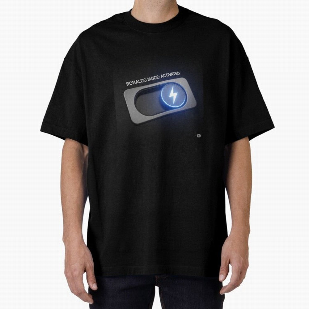 Ronaldo Mode: Activated ¨C Power Switch Football Art Oversized T-Shirt Honor Champions and Dreams in FIFA World Cup 2026 Group Stage Connected to Mbappe and Neymar, Brazil, Portugal and Argentina Energy, Football Passion, Legendary Performances,