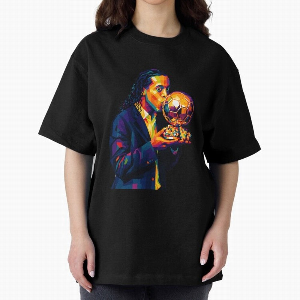 Ronaldinho Wpap Art Oversized T-Shirt Represent the Passion of Global Football Passion for FIFA World Cup 2026 USA Canada Mexico, Capturing Neymar, Haaland and Cristiano Ronaldo, England, France and Netherlands, Goal Celebration Energy, Supporter
