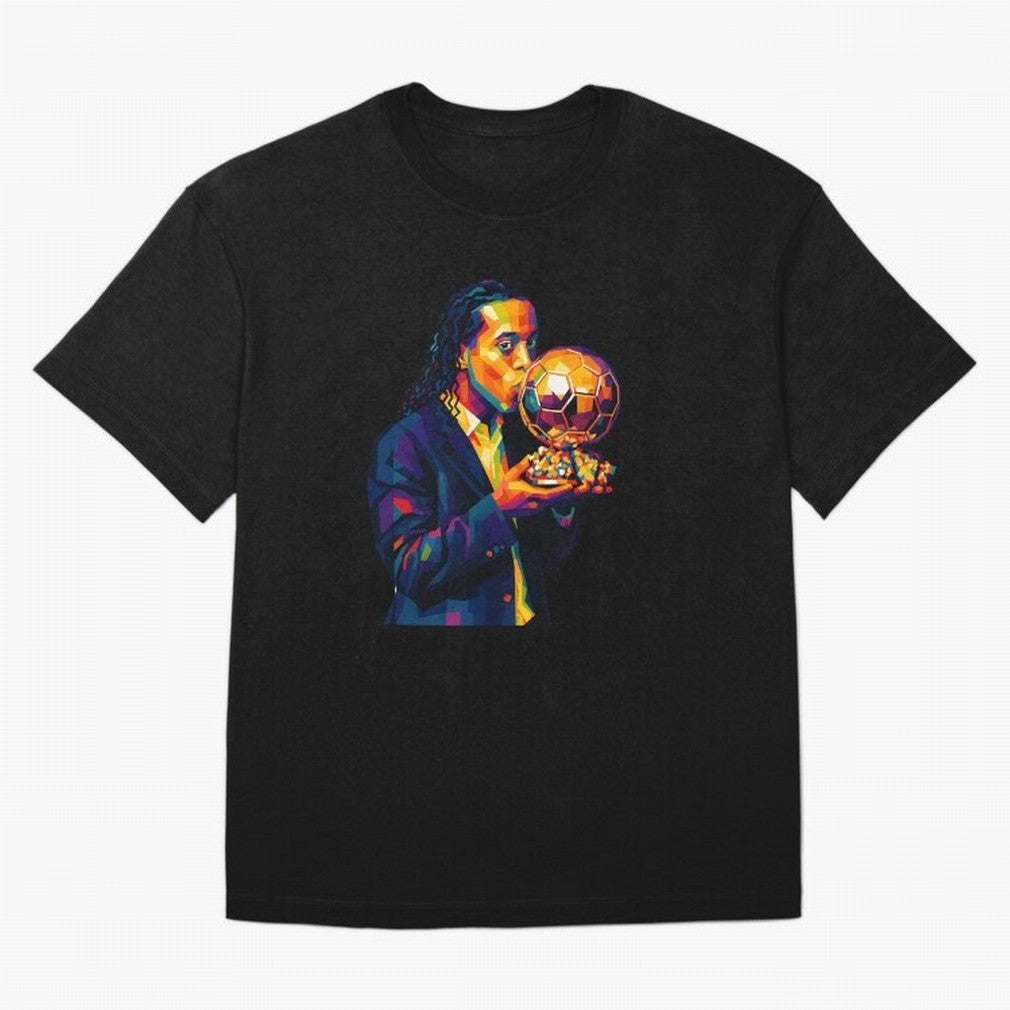 Ronaldinho Wpap Art Oversized T-Shirt Represent the Passion of Global Football Passion for FIFA World Cup 2026 USA Canada Mexico, Capturing Neymar, Haaland and Cristiano Ronaldo, England, France and Netherlands, Goal Celebration Energy, Supporter