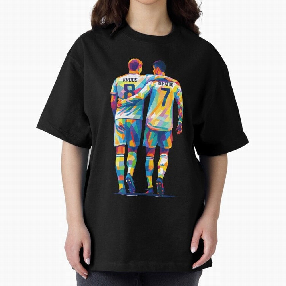 Cristiano Ronaldo & Toni Kroos Wpap Art Oversized T-Shirt Treasure FIFA World Cup 2026 for Fans of Neymar, Haaland and Cristiano Ronaldo and Spain and Netherlands, Bringing Championship Spirit, Famous Goals, Roaring Crowds and International