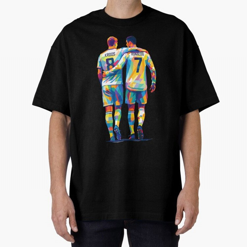 Cristiano Ronaldo & Toni Kroos Wpap Art Oversized T-Shirt Treasure FIFA World Cup 2026 for Fans of Neymar, Haaland and Cristiano Ronaldo and Spain and Netherlands, Bringing Championship Spirit, Famous Goals, Roaring Crowds and International