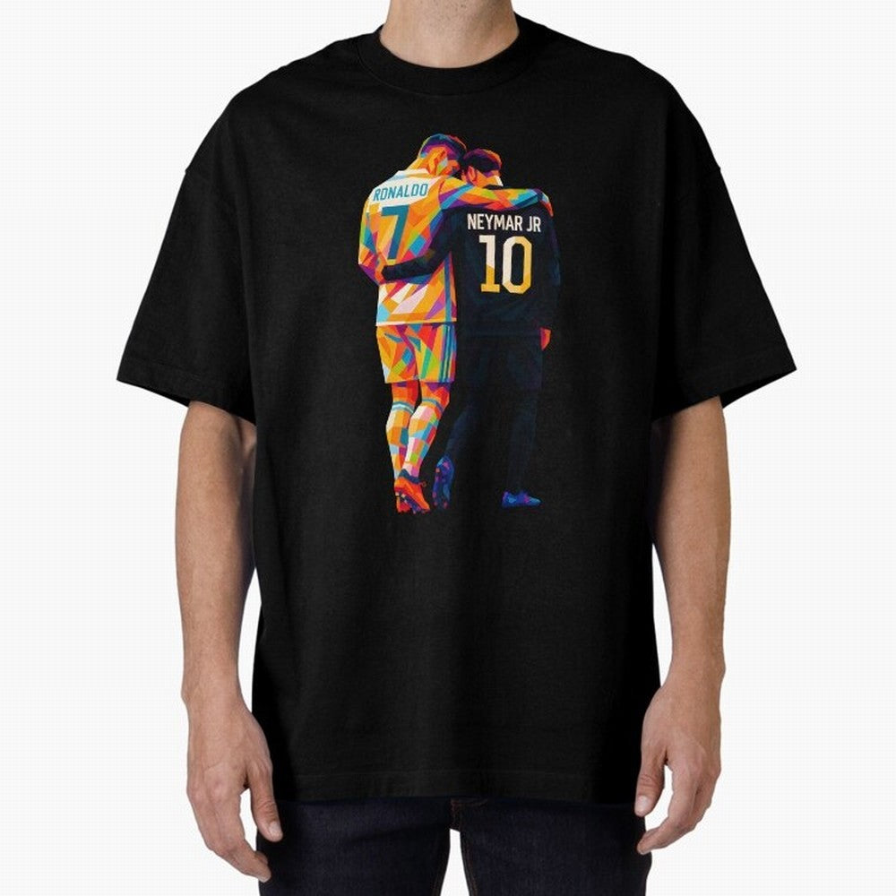 Cristiano Ronaldo & Neymar JR Wpap Art Oversized T-Shirt Capture FIFA World Cup 2026 Group Stage Connected to Neymar, Argentina, France and Brazil Energy, Worldwide Fan Energy, Dramatic Goals, Stadium Lights and Championship Celebrations; Ideal for