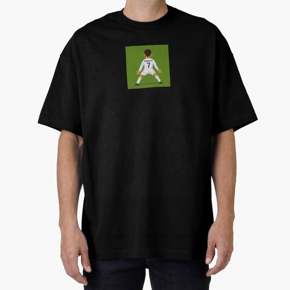Cristiano Ronaldo Real Madrid Pixel Siuuu Art Oversized T-Shirt Elevate Match Day Hype around FIFA World Cup 2026, Cristiano Ronaldo, Haaland and CR7, England, France and Netherlands, Stadium Chants, National Pride, Trophy Dreams and Unforgettable