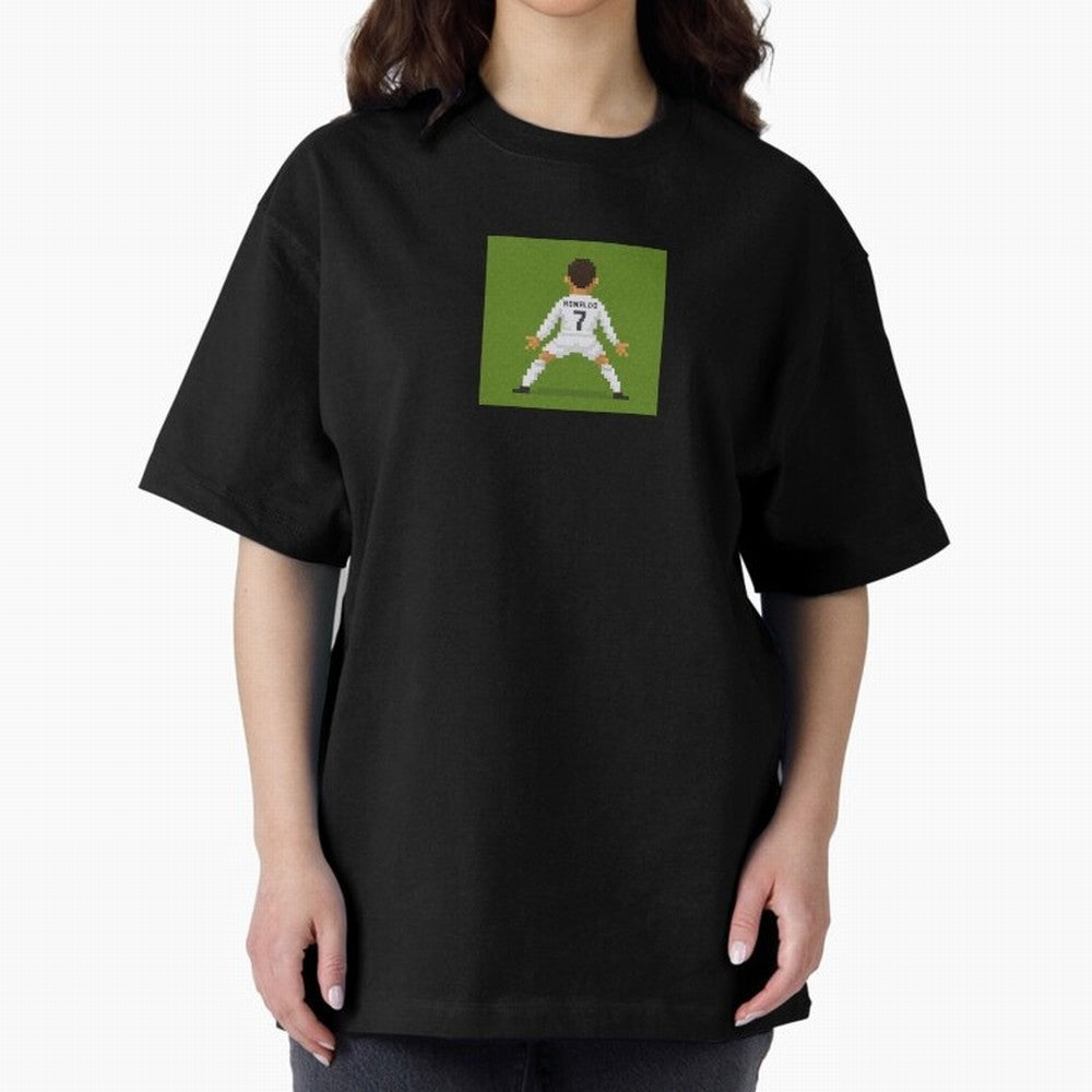 Cristiano Ronaldo Real Madrid Pixel Siuuu Art Oversized T-Shirt Elevate Match Day Hype around FIFA World Cup 2026, Cristiano Ronaldo, Haaland and CR7, England, France and Netherlands, Stadium Chants, National Pride, Trophy Dreams and Unforgettable