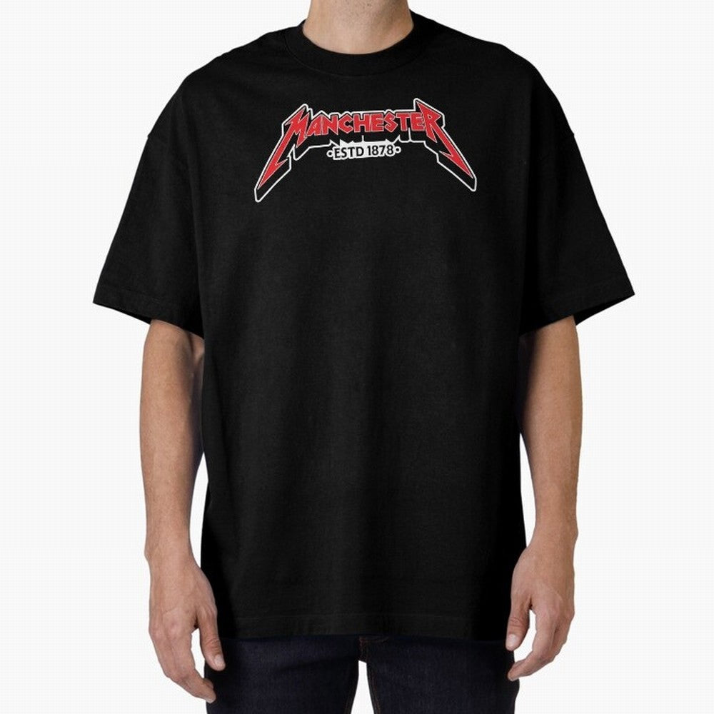 Manchester United Metal Font Oversized T-Shirt Feel FIFA World Cup 2026 USA Canada Mexico Spirit, Driven by Brazil, Haaland, Retro Football Energy, Iconic Rivalries, Trophy Chase Drama and Stadium Atmosphere; Ideal for Fans Who Follow Messi,