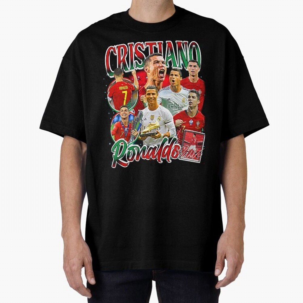 Cristiano Ronaldo Premium Quality Oversized T-Shirt Celebrate the Road through FIFA World Cup 2026 Group Stage Capturing Mbappe, Spain Energy, Retro Football Energy, Iconic Rivalries, Trophy Chase Drama and Stadium Atmosphere; Perfect for Fans,