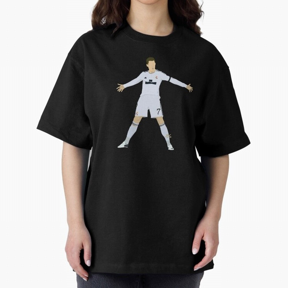 Cristiano Ronaldo celebrates at Real Madrid Oversized T-Shirt Bring World Football Passion into FIFA World Cup 2026 USA Canada Mexico for Fans of Messi and Cristiano Ronaldo and Portugal, Spain and Germany, Bringing Fan Favorite Moments, National
