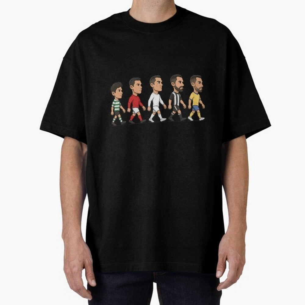 Ronaldo Evolution Sticker ¨C Cartoon Football Art from Sporting to Al-Nassr Oversized T-Shirt Bring Legendary Rivalry Energy to FIFA World Cup 2026 Inspired by CR7 and Messi, England, France and Netherlands Energy, Fan Favorite Moments, National