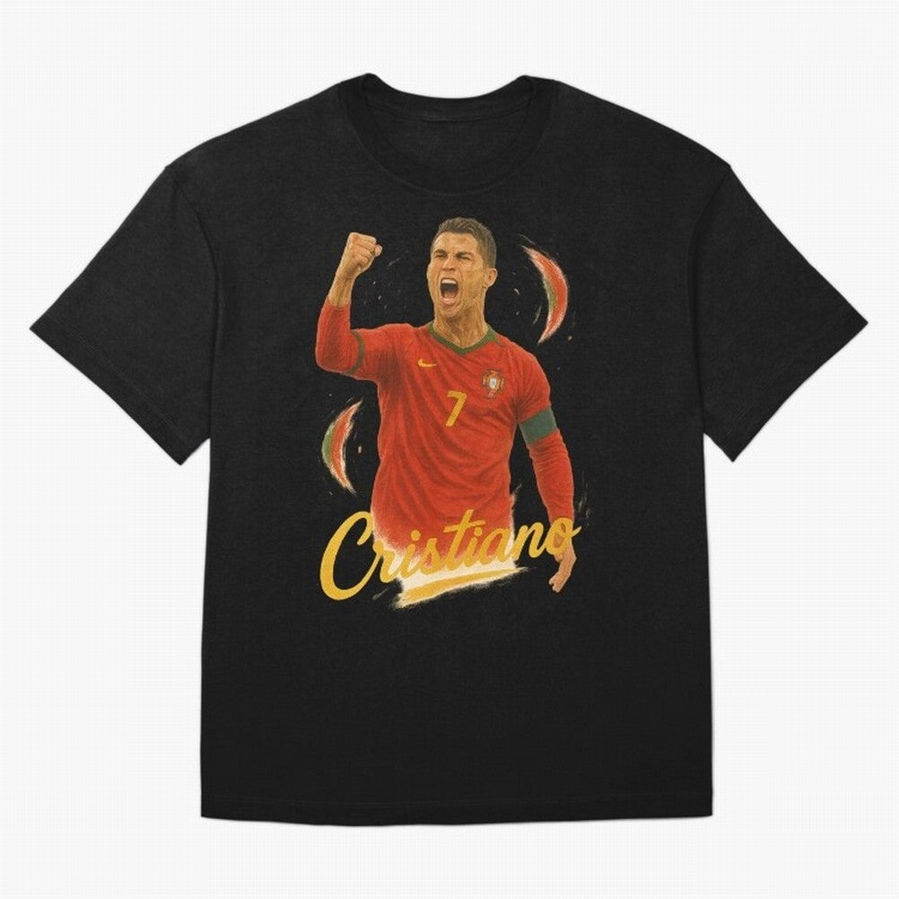 Cristiano Ronaldo Portugal Art ¨C Captain¡¯s Glory Football Tribute	 Oversized T-Shirt Bring a Champion Mindset to FIFA World Cup 2026 USA Canada Mexico for Fans of Messi, Neymar and Mbappe and Germany, Bringing Goal Celebration Energy, Supporter