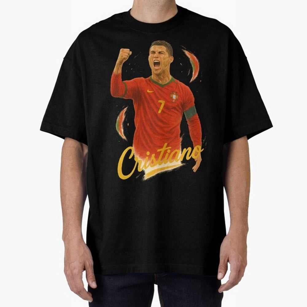 Cristiano Ronaldo Portugal Art ¨C Captain¡¯s Glory Football Tribute	 Oversized T-Shirt Bring a Champion Mindset to FIFA World Cup 2026 USA Canada Mexico for Fans of Messi, Neymar and Mbappe and Germany, Bringing Goal Celebration Energy, Supporter