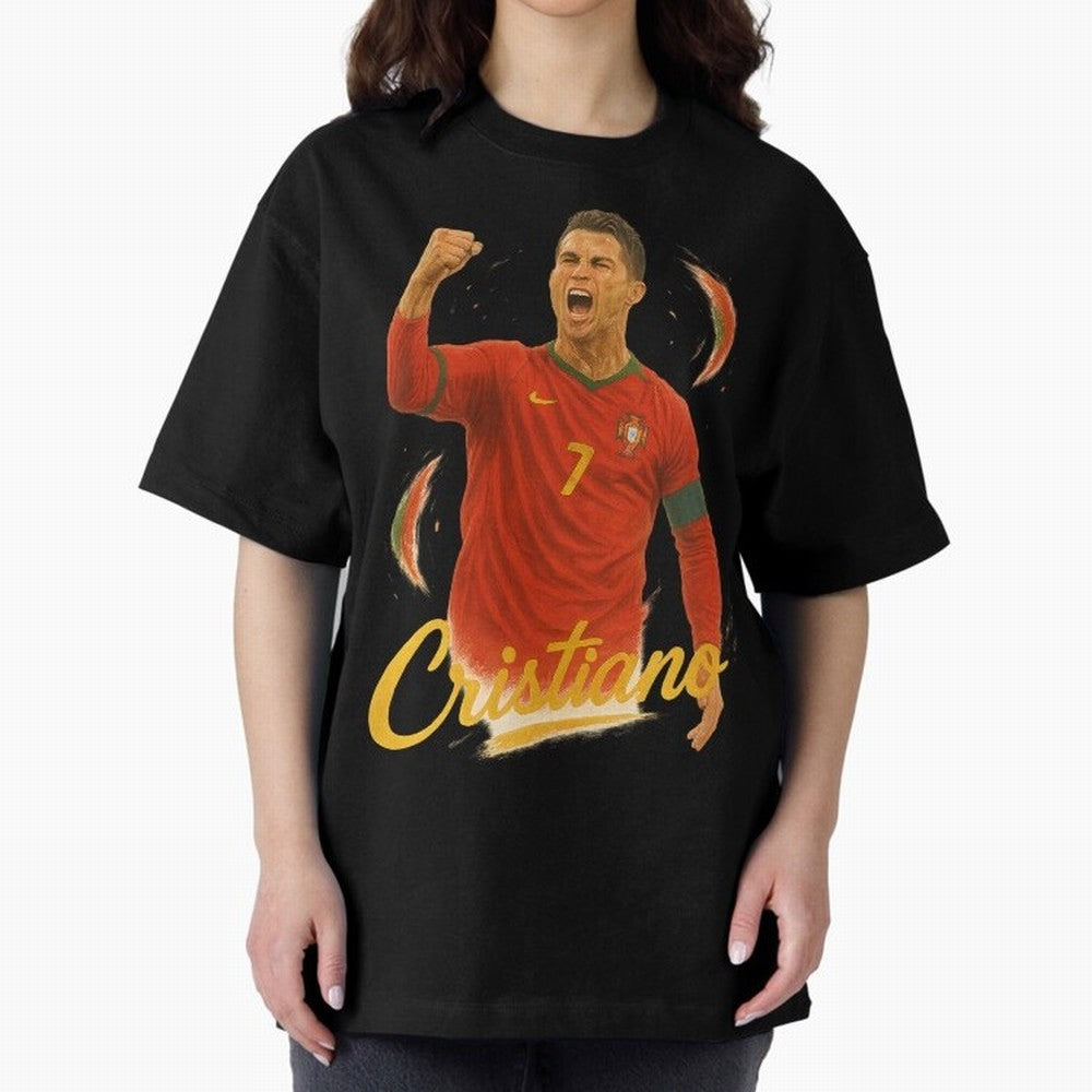Cristiano Ronaldo Portugal Art ¨C Captain¡¯s Glory Football Tribute	 Oversized T-Shirt Bring a Champion Mindset to FIFA World Cup 2026 USA Canada Mexico for Fans of Messi, Neymar and Mbappe and Germany, Bringing Goal Celebration Energy, Supporter