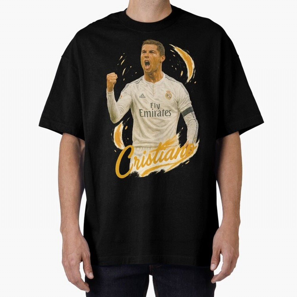 Cristiano Ronaldo Madrid Art - Iconic Soccer Legend Tribute Oversized T-Shirt Celebrate the Road through the FIFA World Cup 2026 Journey through Neymar Highlights, France Pride, Supporter Pride, Iconic Celebrations, Legendary Names and Global Match