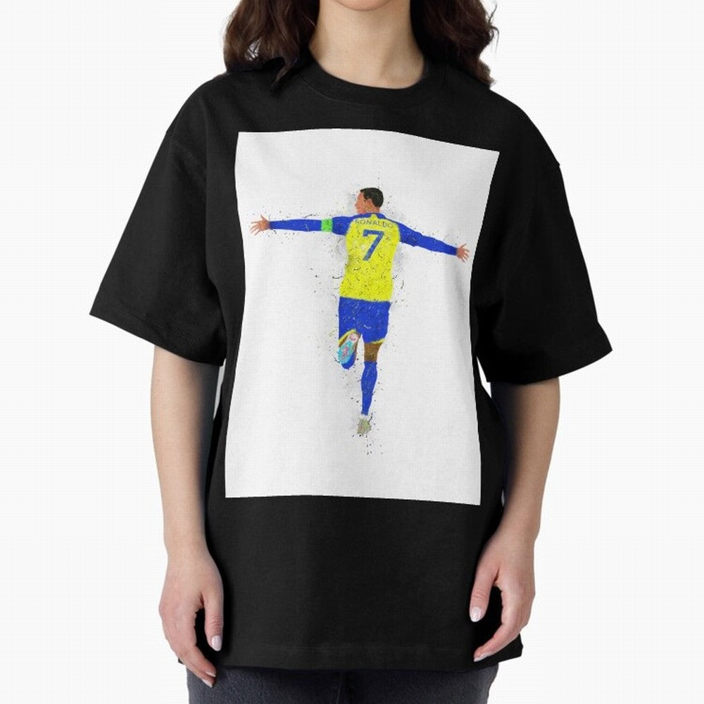 Cristiano Ronaldo Al Nassr Football Oversized T-Shirt Back Your Heroes with FIFA World Cup 2026 Inspired by Neymar, France and Portugal Energy, Retro Football Energy, Iconic Rivalries, Trophy Chase Drama and Stadium Atmosphere; Perfect for