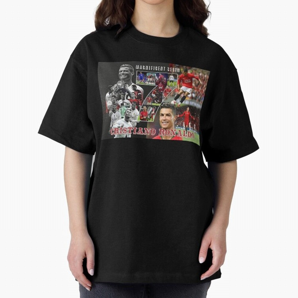Cristiano Ronaldo - Magnificent 7 Poster Oversized T-Shirt Celebrate Football Heritage in Global Football Passion for FIFA World Cup 2026 USA Canada Mexico, with Cristiano Ronaldo, Haaland and CR7, Spain, Worldwide Fan Energy, Dramatic Goals,