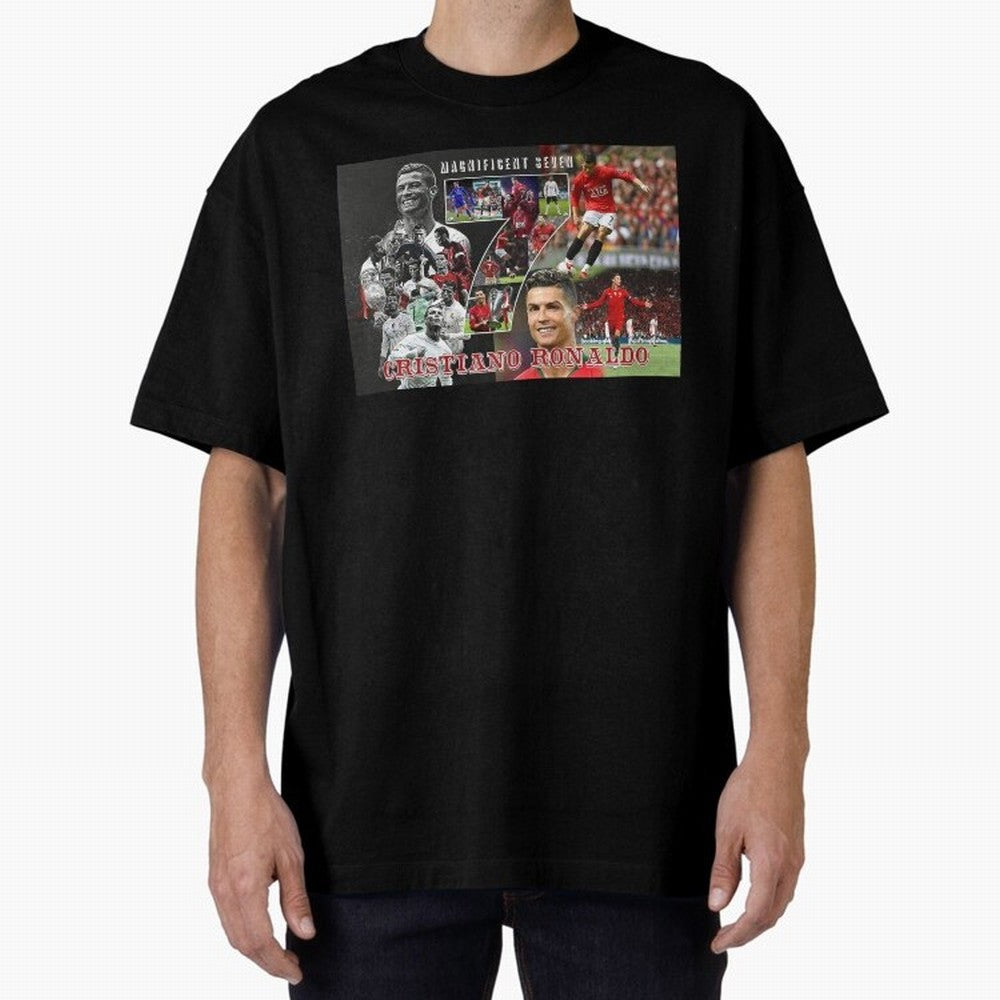 Cristiano Ronaldo - Magnificent 7 Poster Oversized T-Shirt Celebrate Football Heritage in Global Football Passion for FIFA World Cup 2026 USA Canada Mexico, with Cristiano Ronaldo, Haaland and CR7, Spain, Worldwide Fan Energy, Dramatic Goals,