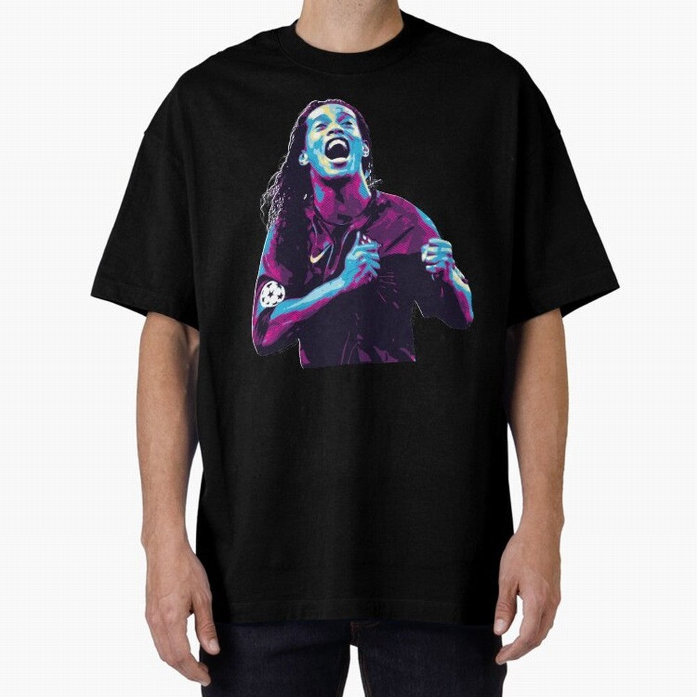 ronaldinho Oversized T-Shirt Treasure Match Day Hype around FIFA World Cup 2026, Cristiano Ronaldo, Argentina, France and Brazil, Global Supporter Spirit, Legendary Goals, National Colors and Tournament Celebration; Great for Watch Parties, Sports