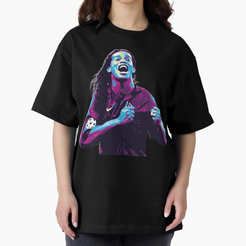 ronaldinho Oversized T-Shirt Treasure Match Day Hype around FIFA World Cup 2026, Cristiano Ronaldo, Argentina, France and Brazil, Global Supporter Spirit, Legendary Goals, National Colors and Tournament Celebration; Great for Watch Parties, Sports