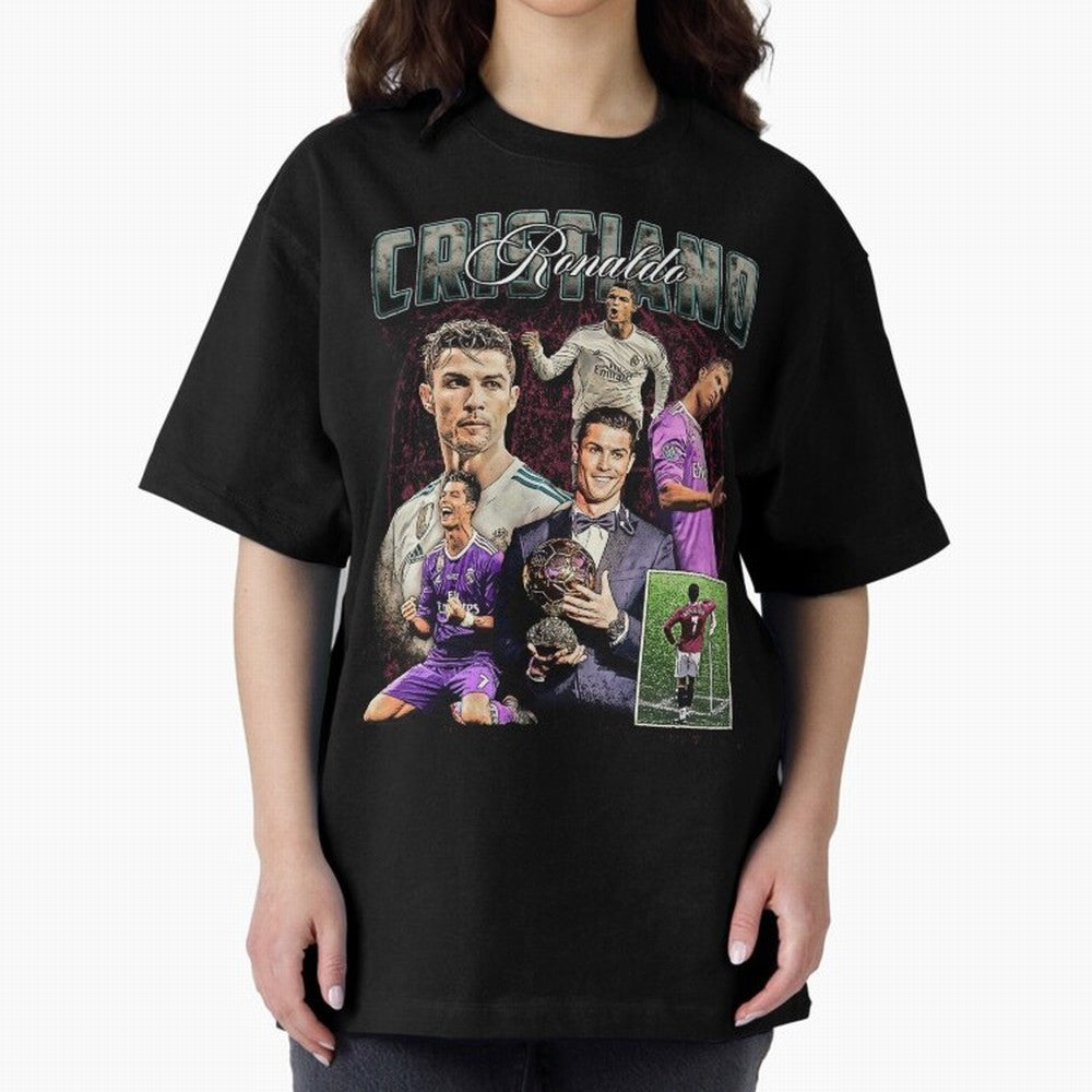 Cristiano Ronaldo Bootleg design Oversized T-Shirt Honor the Beautiful Game during FIFA World Cup 2026 USA Canada Mexico Spirit, Filled with Brazil, Portugal and Argentina, Haaland, Retro Football Energy, Iconic Rivalries, Trophy Chase Drama and