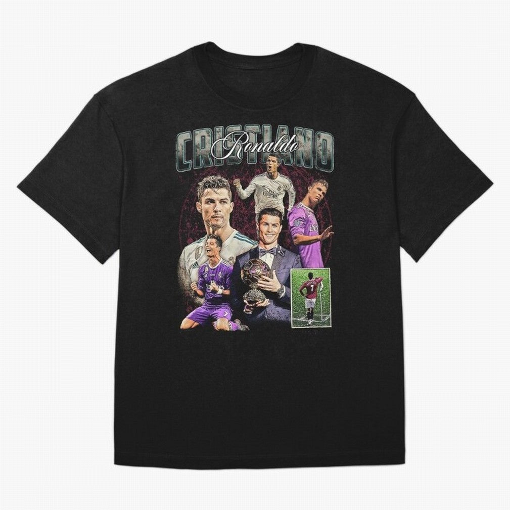 Cristiano Ronaldo Bootleg design Oversized T-Shirt Honor the Beautiful Game during FIFA World Cup 2026 USA Canada Mexico Spirit, Filled with Brazil, Portugal and Argentina, Haaland, Retro Football Energy, Iconic Rivalries, Trophy Chase Drama and