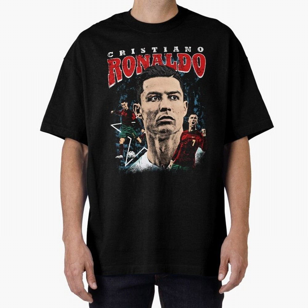 Cristiano Ronaldo CR7 Iconic T-Shirt Oversized T-Shirt Showcase FIFA World Cup 2026 Spirit, with England, France and Netherlands, Cristiano Ronaldo, Football Festival Excitement, Trophy Ambitions, Country Rivalries and Star Player Buzz; Ideal for