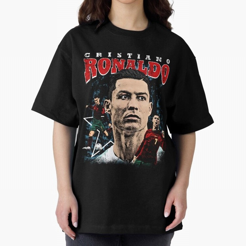 Cristiano Ronaldo CR7 Iconic T-Shirt Oversized T-Shirt Showcase FIFA World Cup 2026 Spirit, with England, France and Netherlands, Cristiano Ronaldo, Football Festival Excitement, Trophy Ambitions, Country Rivalries and Star Player Buzz; Ideal for