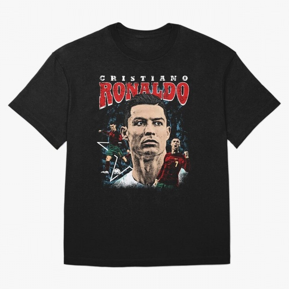 Cristiano Ronaldo CR7 Iconic T-Shirt Oversized T-Shirt Showcase FIFA World Cup 2026 Spirit, with England, France and Netherlands, Cristiano Ronaldo, Football Festival Excitement, Trophy Ambitions, Country Rivalries and Star Player Buzz; Ideal for