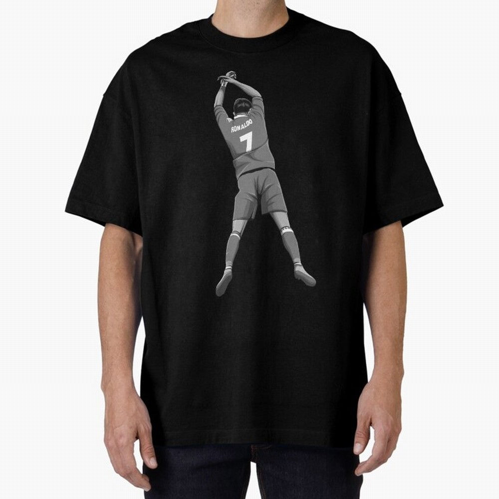 Cristiano Ronaldo Black and White Version Oversized T-Shirt Celebrate Soccer Greatness during FIFA World Cup 2026 USA Canada Mexico Spirit, Filled with Argentina, France and Brazil, Haaland, Match Day Excitement, Supporter Culture, Golden Goals and