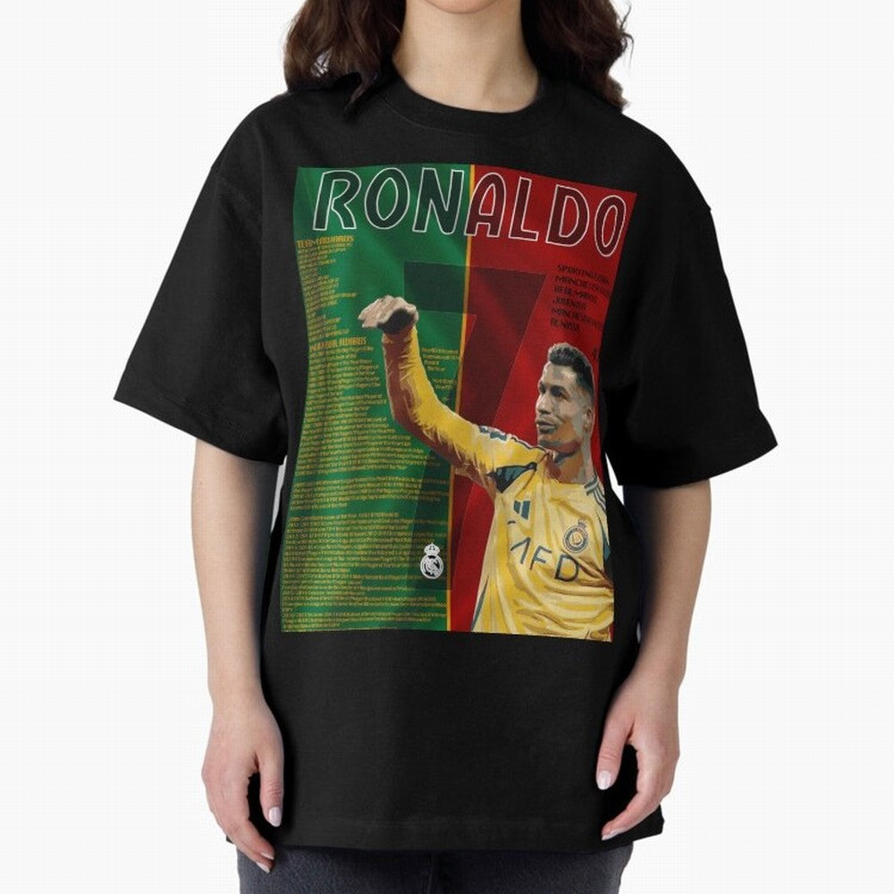 cristiano ronaldo 40th birthday tribute poster Oversized T-Shirt Capture FIFA World Cup 2026 for Fans of Neymar and Argentina and Brazil, Bringing Worldwide Fan Energy, Dramatic Goals, Stadium Lights and Championship Celebrations; Perfect for